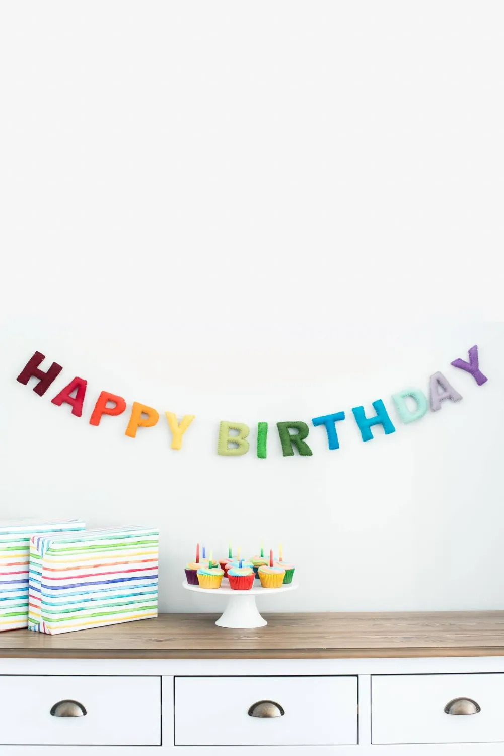 Hand Felted Garland Happy Birthday