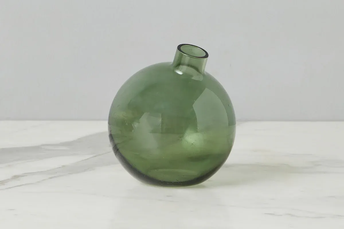 Sphere Glass Bud Vase In Spruce Green