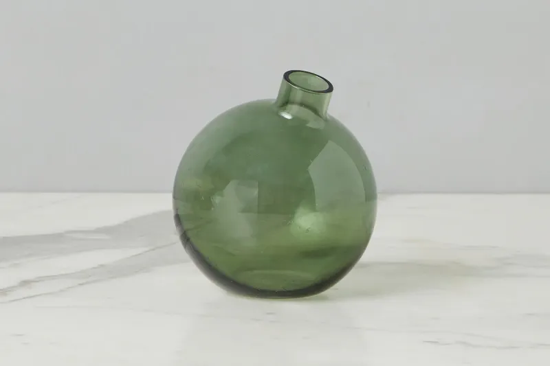 Sphere Glass Bud Vase In Spruce Green