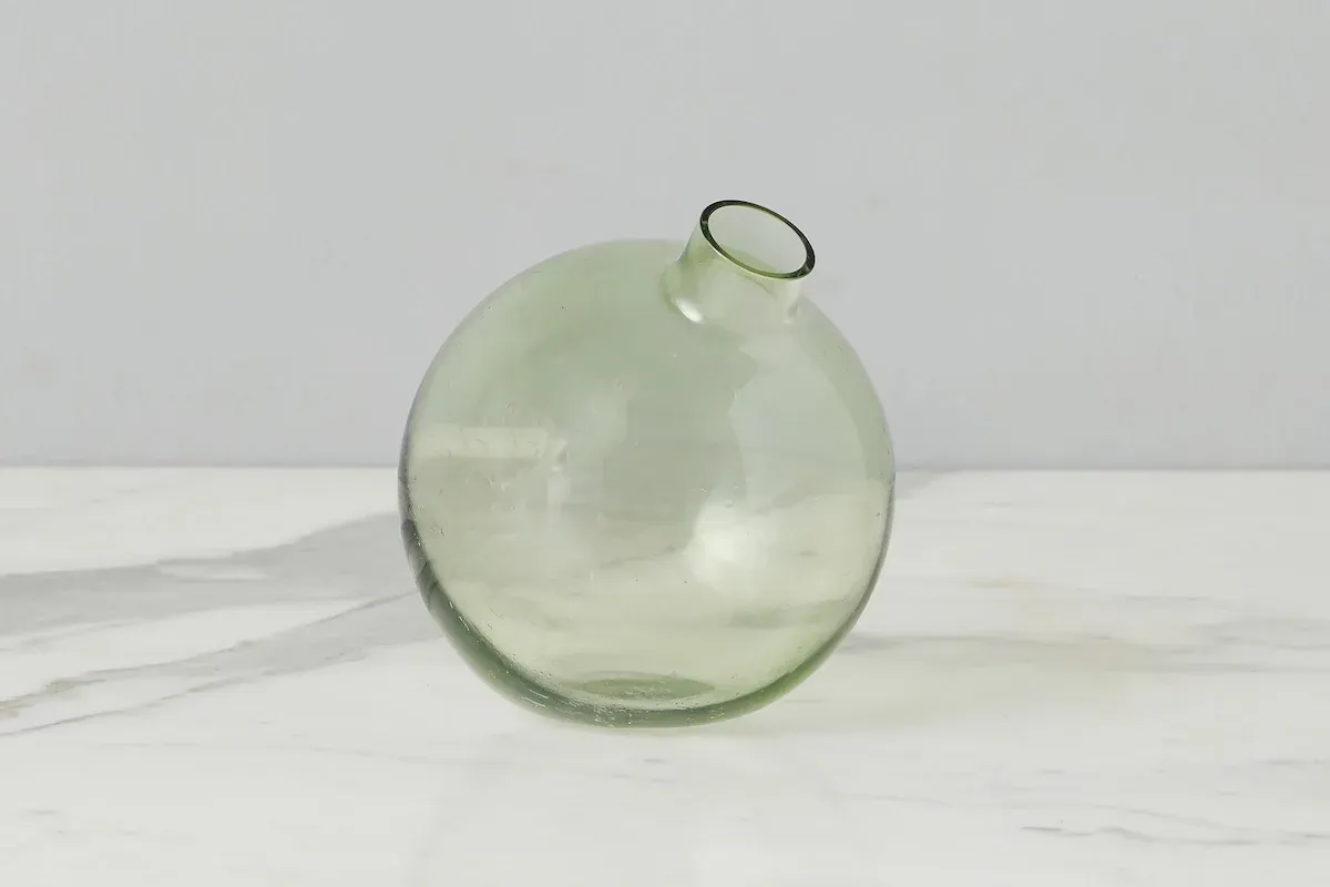 Sphere Glass Bud Vase In Sage Green
