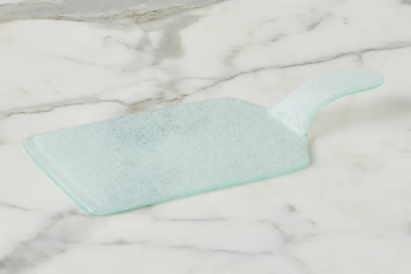 Mini Glass Rectangle Cheese Tray In White