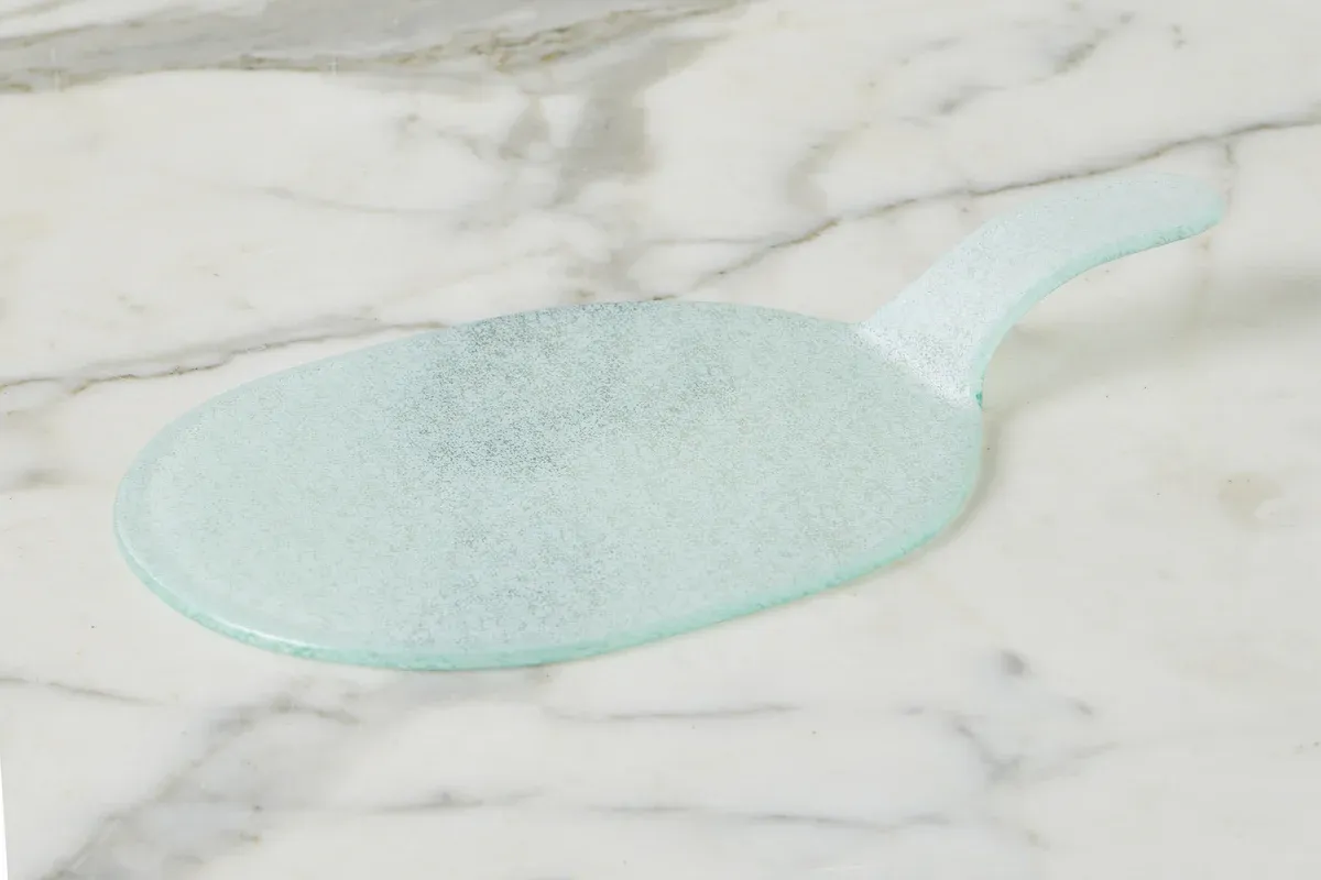 Mini Glass Oval Cheese Tray In White