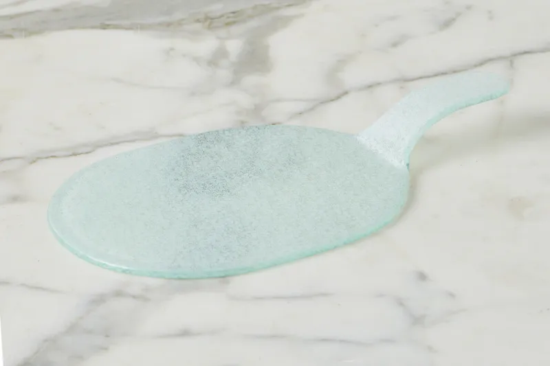 Mini Glass Oval Cheese Tray In White