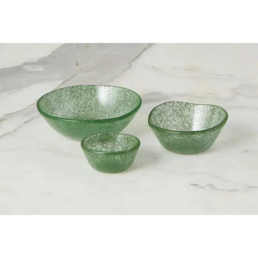 Handmade Glass Pinch Pot In Spruce Green