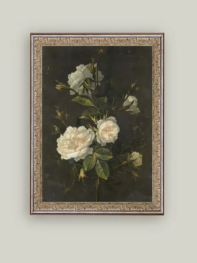 Antique Art Framed Flower In Still Life 12" x 16"