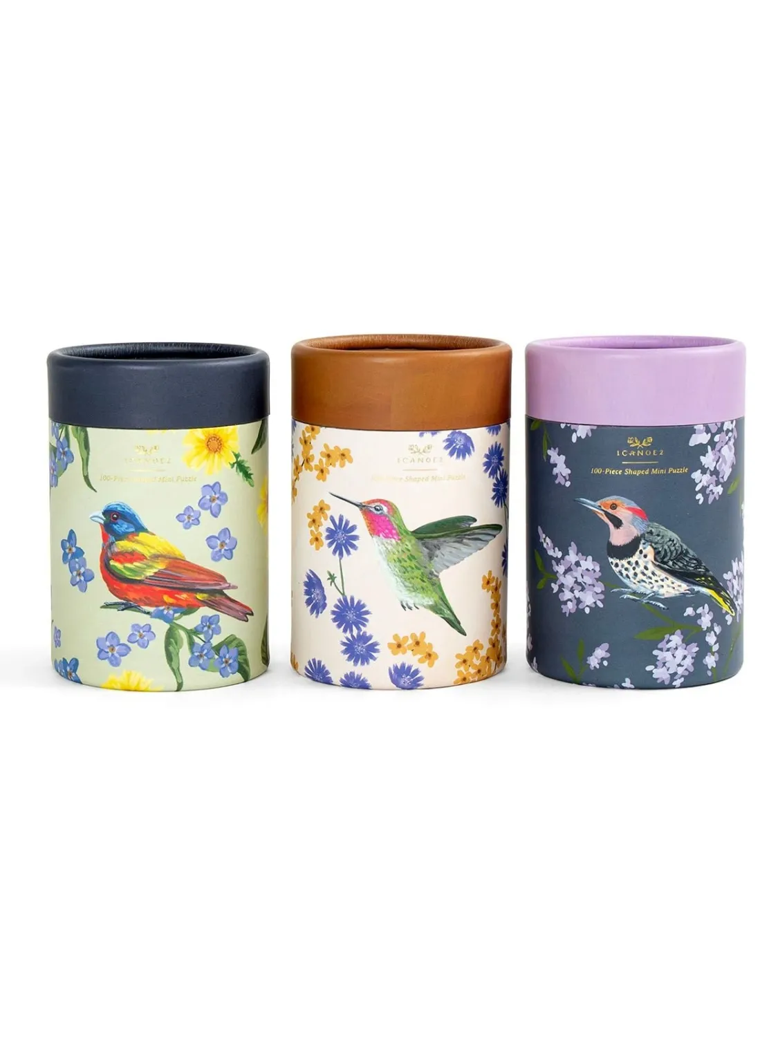 Set Of Three 100 Piece Shaped Mini Jigsaw Puzzles In Feathered Friends