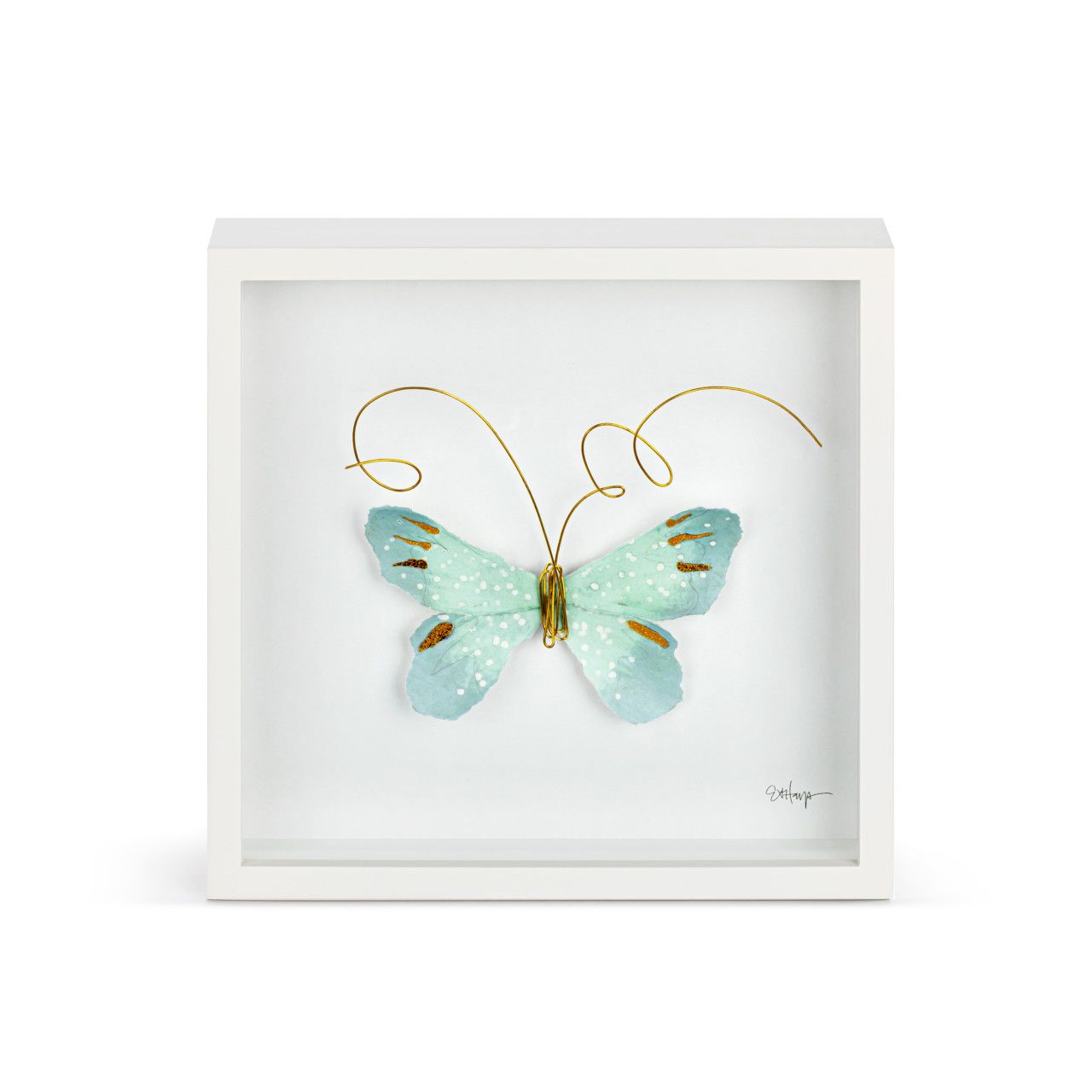 Shadowbox Wall Art 10" Light Blue Butterfly