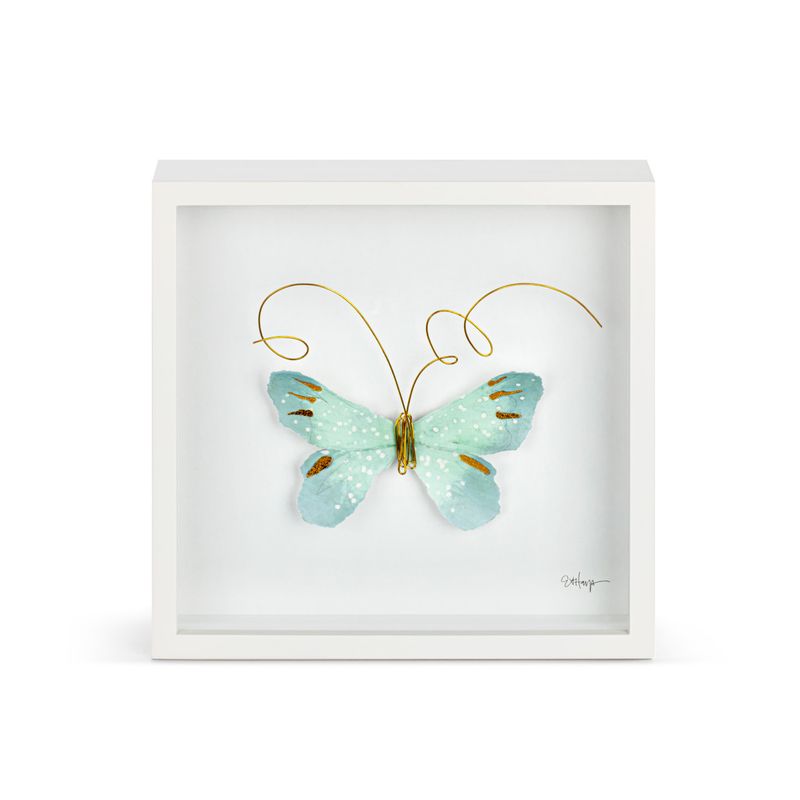 Shadowbox Wall Art 10" Light Blue Butterfly