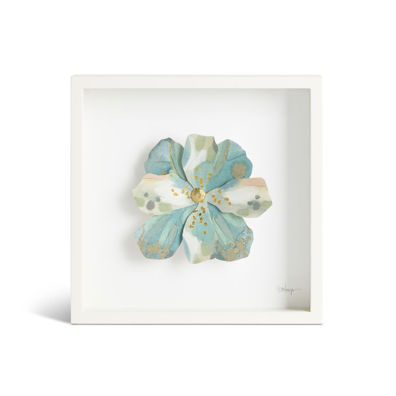 Shadowbox Wall Art 10" Blue &amp; White Flower