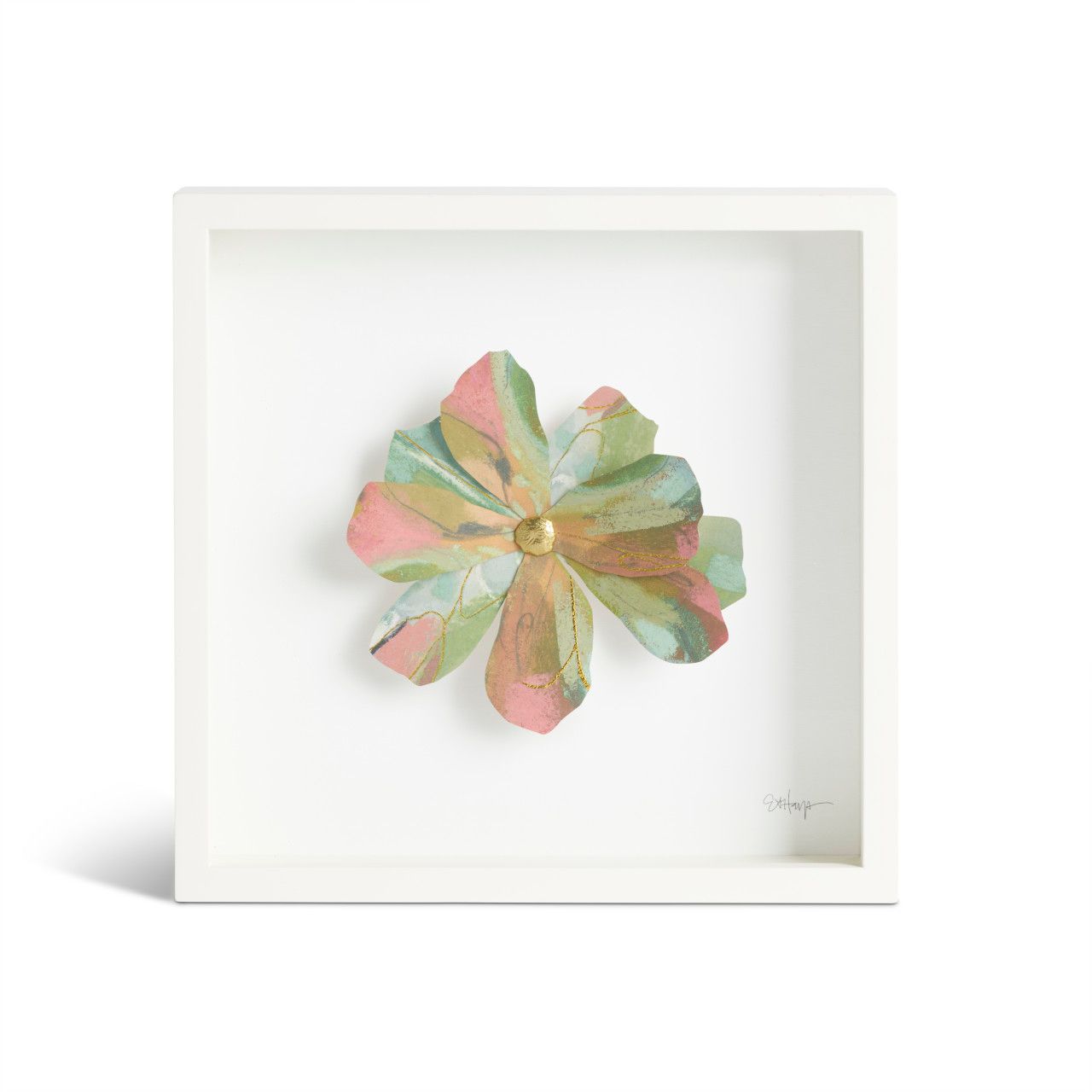 Shadowbox Wall Art 10" Multicolor Flower