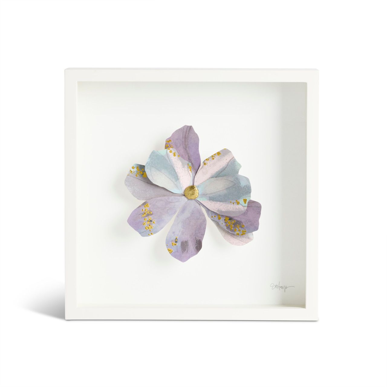 Shadowbox Wall Art 10" Purple Flower