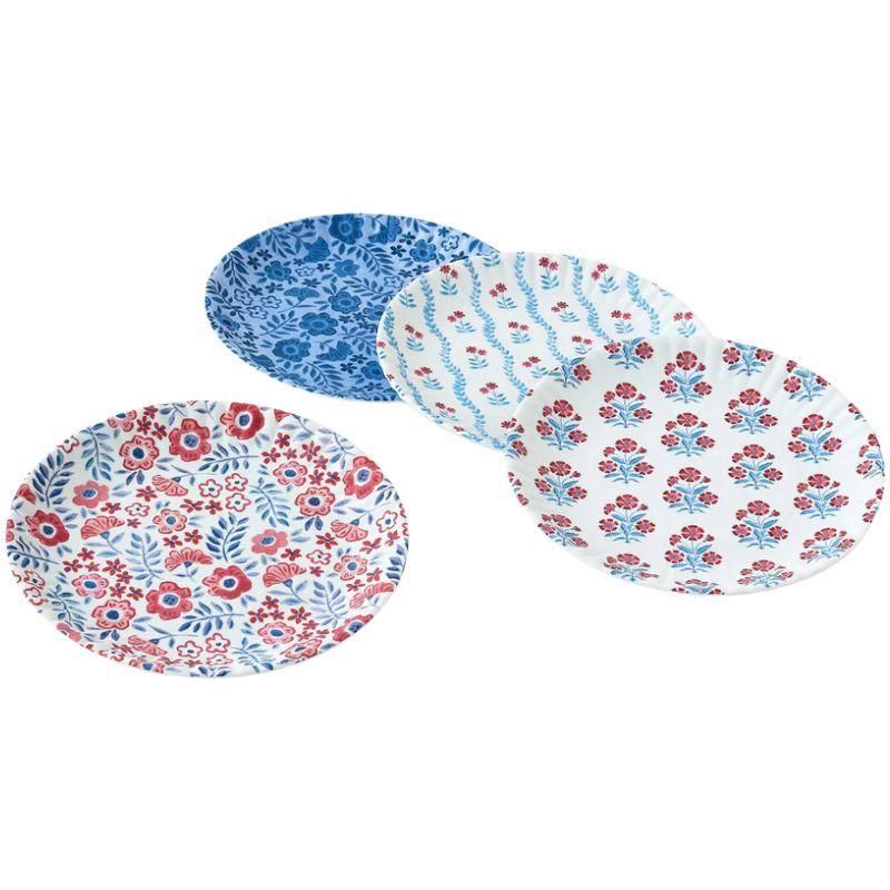 Set Of 4 Americana Paper Melamine Plates 9"