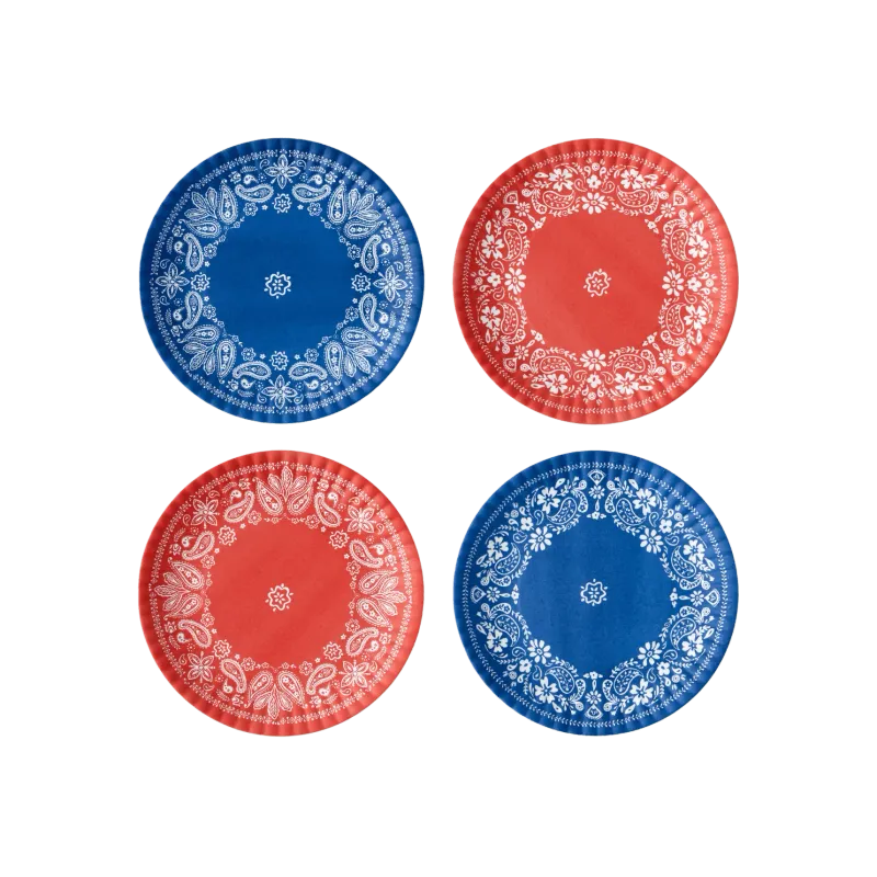 Set Of 4 American Holiday Paper Melamine Plates 9"