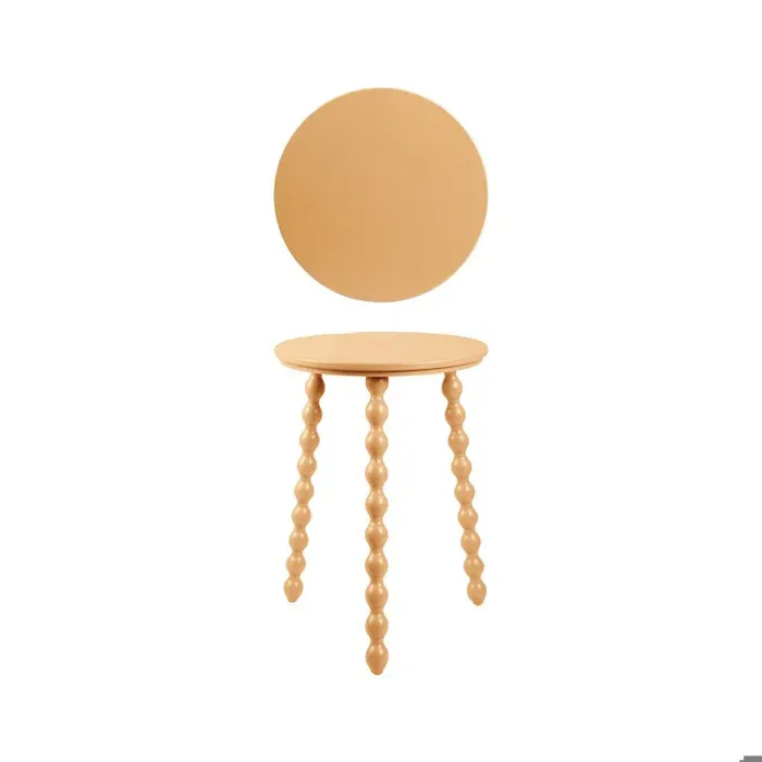 Rubberwood Table With Turned Bubble Legs In Brown 15" Rnd x 21" H