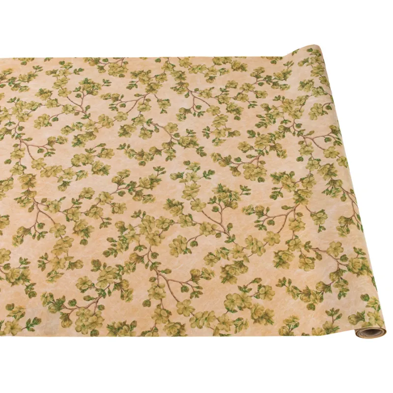 Paper Table Runner 30" x 18' In Green Cherry Blossom
