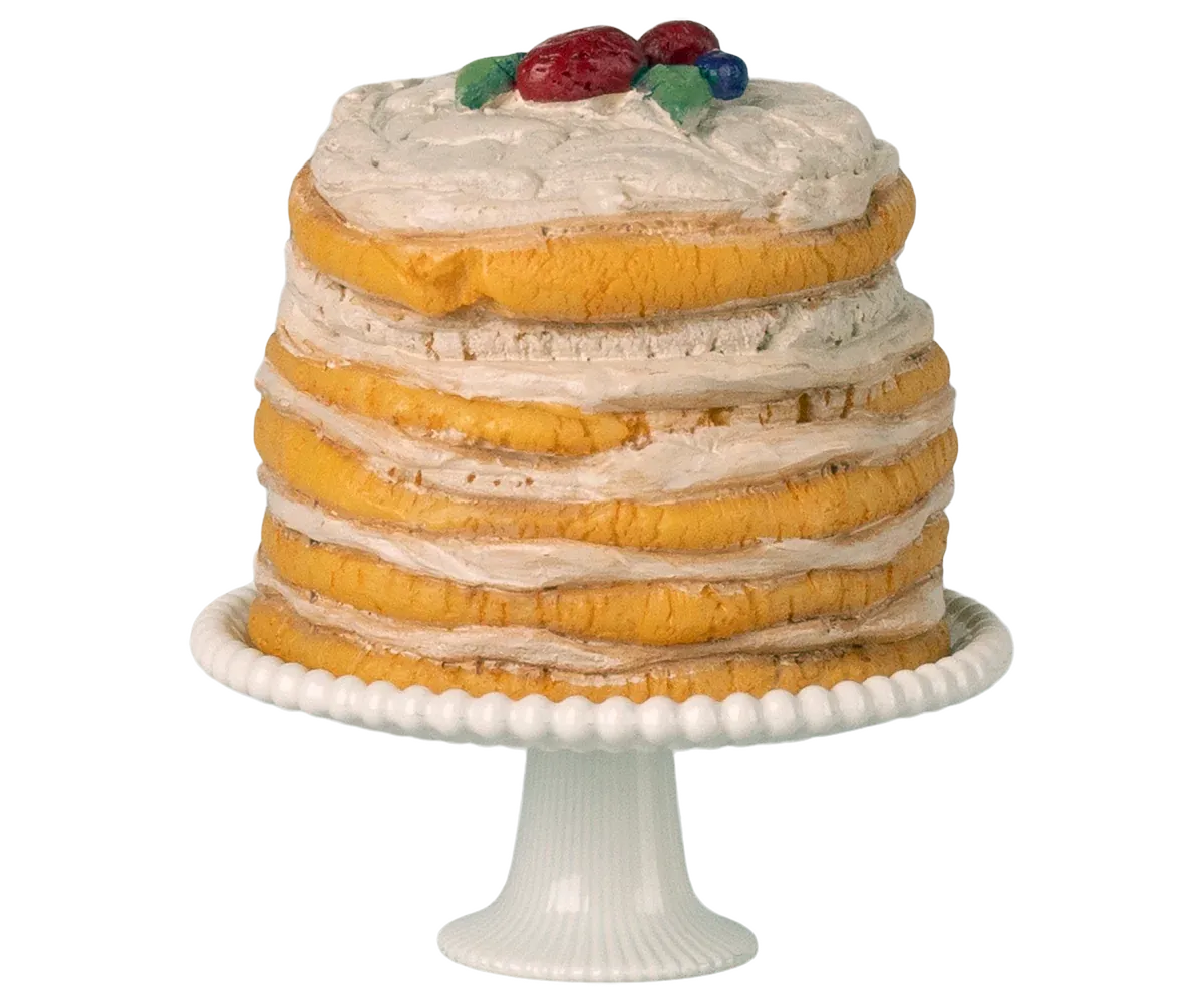Maileg Mouse Party Cake &amp; Cake Stand In Off White