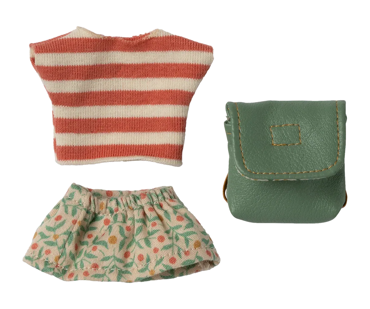 Maileg Mouse Big Sister Mouse Clothes &amp; Bag In Green