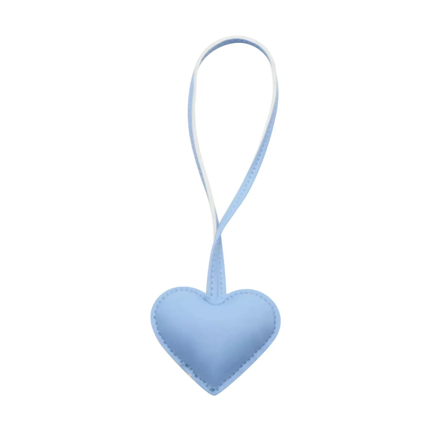 Faux Leather Heart Charm In Light Blue