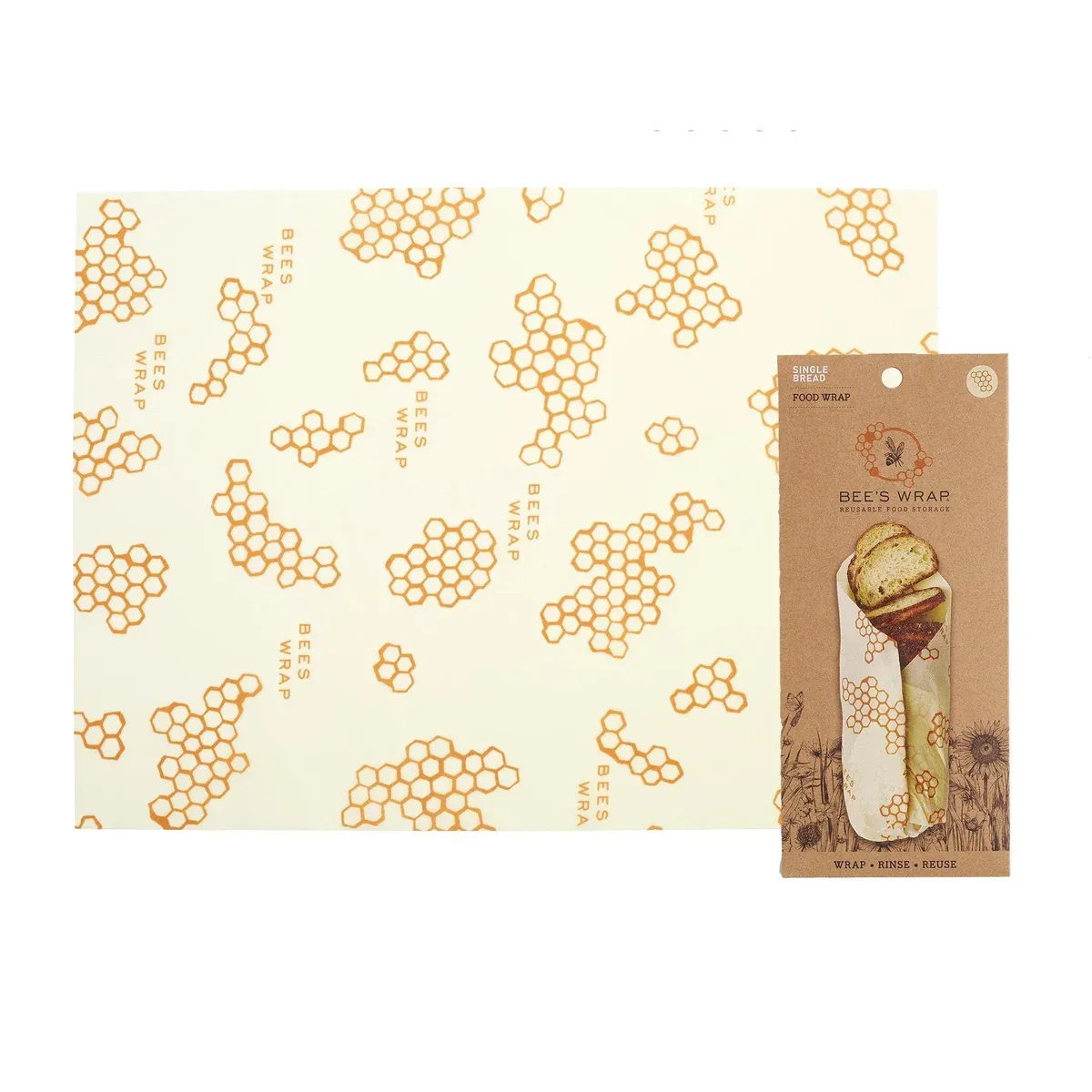 Bee's Wrap Beeswax Reusable Bread Wrap In Honeycomb Print 43x58cm