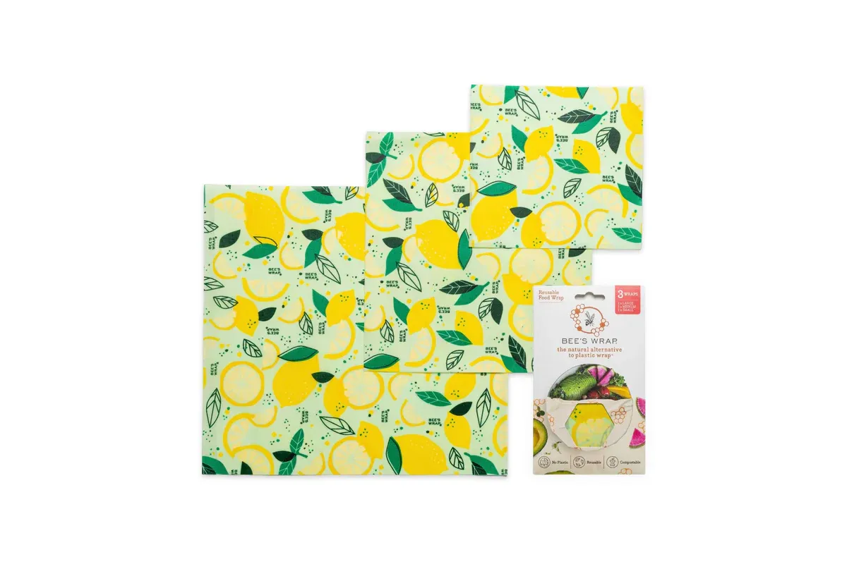 Bee's Wrap Assorted Sizes 3 Pack Of Beeswax Food Wraps In Fresh Squeeze Print