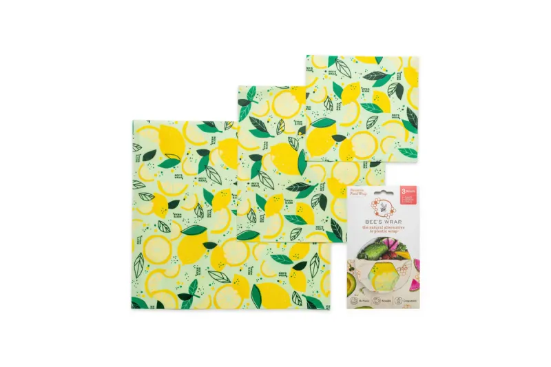 Bee's Wrap Assorted Sizes 3 Pack Of Beeswax Food Wraps In Fresh Squeeze Print