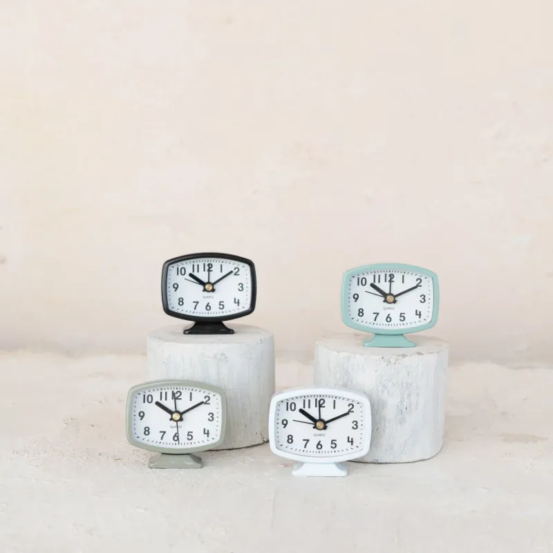 Metal Case Table Alarm Clock 2-3/4" In White