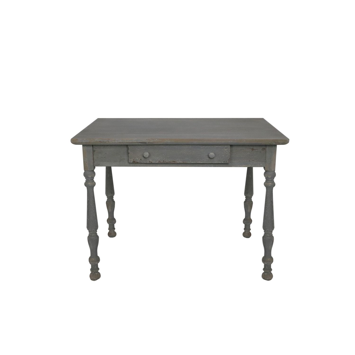 Pine Wood Desk With Drawer In A Distressed Blue/Grey Finish 41-3/4"Wx27-3/4"Dx31.5"H