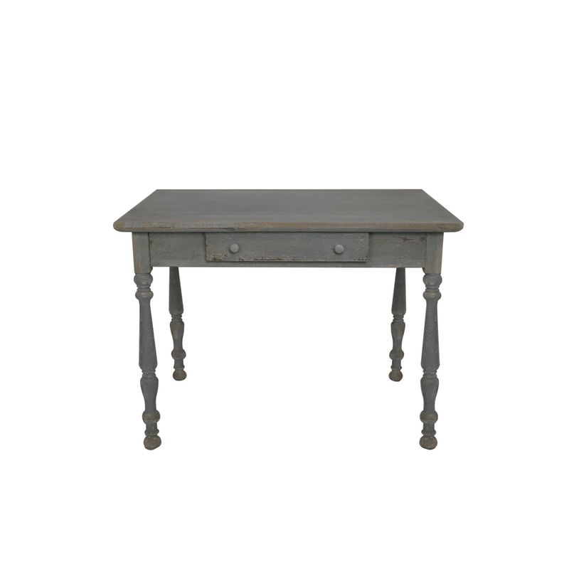Pine Wood Desk With Drawer In A Distressed Blue/Grey Finish 41-3/4"Wx27-3/4"Dx31.5"H