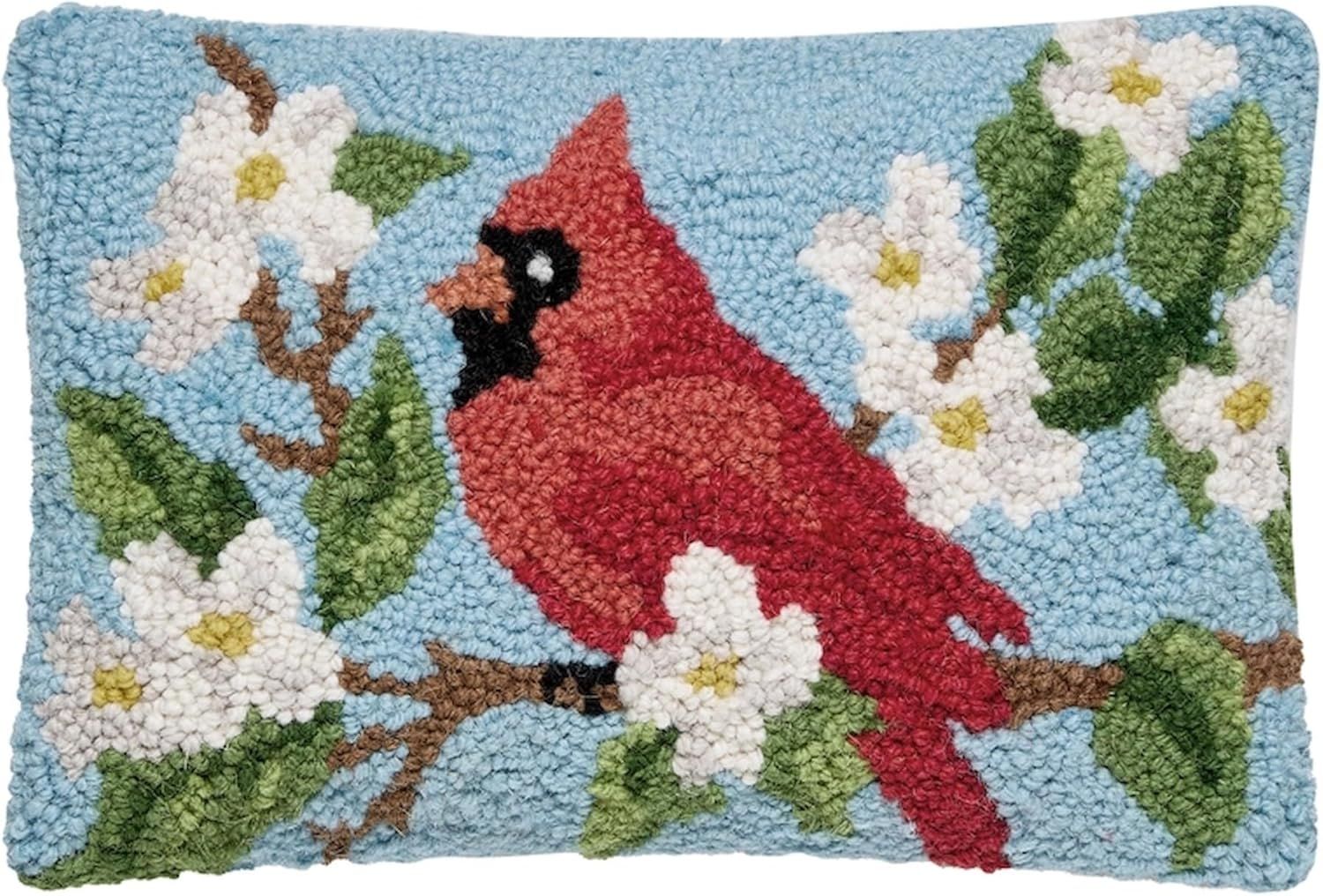 Pillow Cardinal On Floral Branch 8"x12"