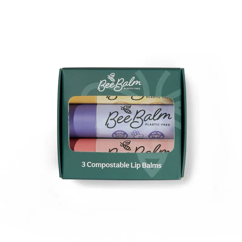 Bee Balm 3 Piece Gift Set Of Lemon Lavender, Cedar Vanilla &amp; Grapefruit Cardamom Lip Balms