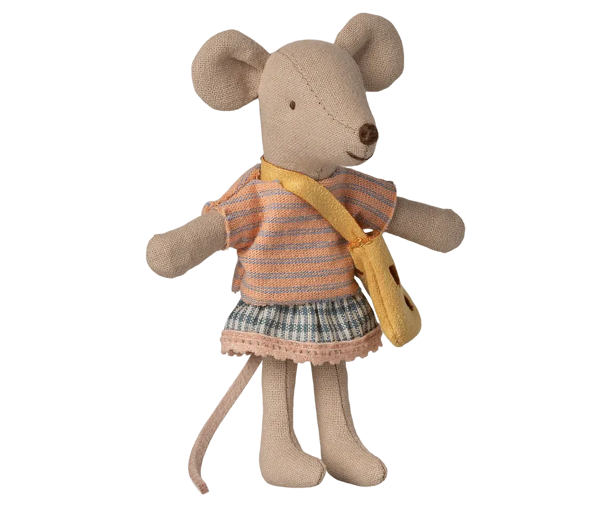Maileg Little Sister Mouse With Cheese Bag