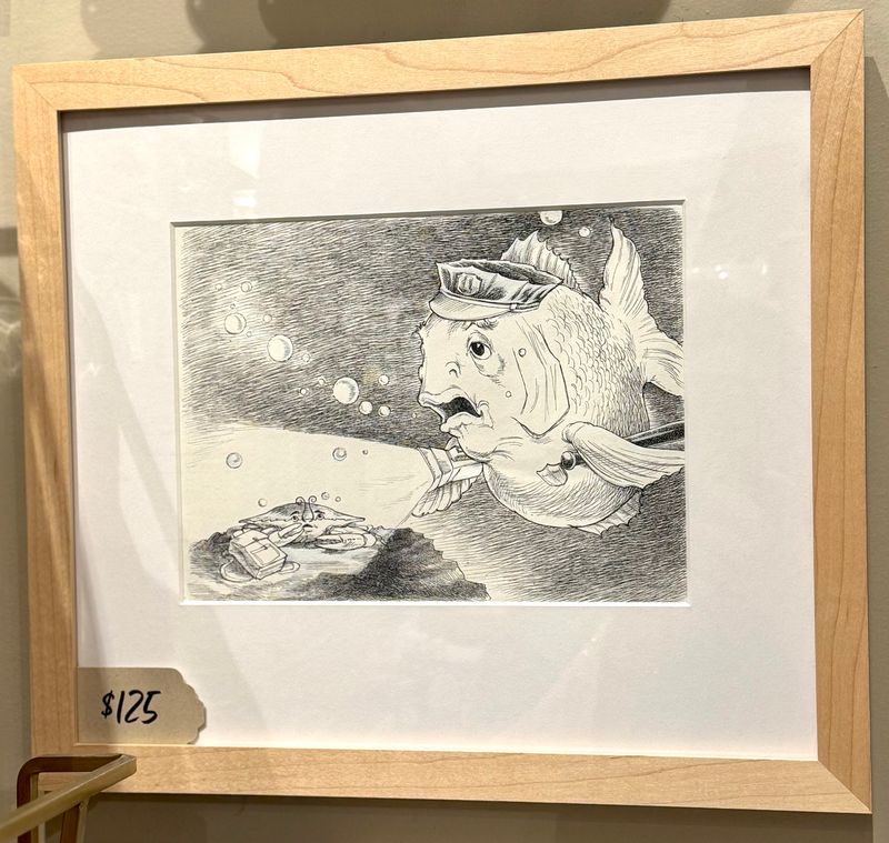 Blue Fish Patrol Framed Art 10" x 11.5"