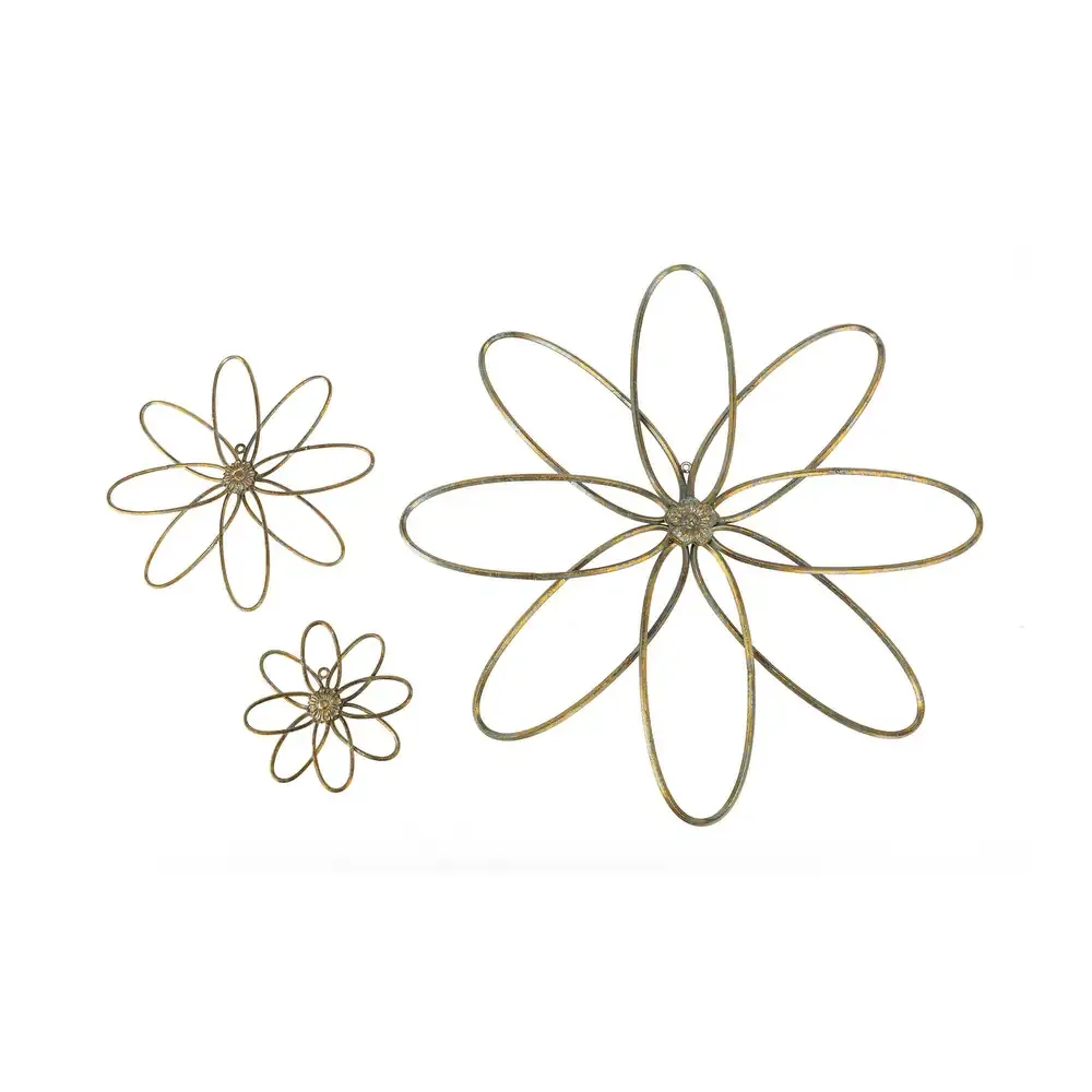 Set Of 3 Metal Flower Wall Decor