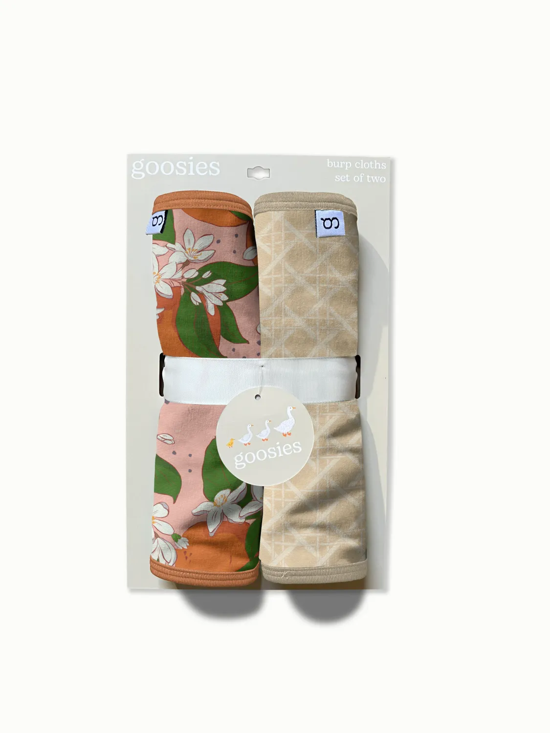 Goosies Burp Cloth Set In Orange Blossoms