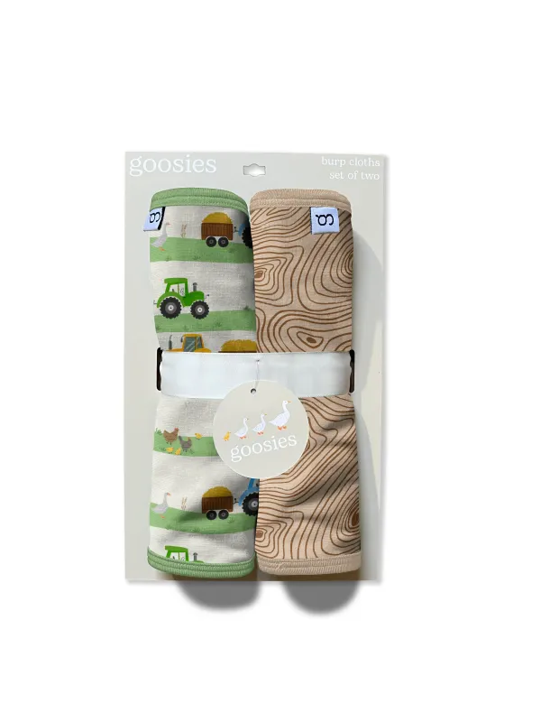 Goosies Burp Cloth Set In Farm Stripes