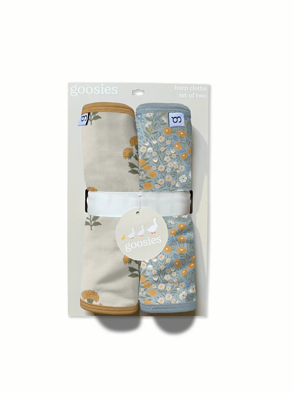 Goosies Burp Cloth Set In Marigold Block Print