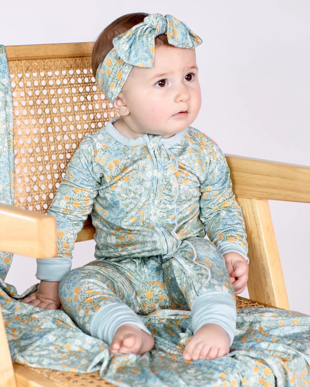 Goosies LS Zip PJs In Blue Meadow 12-18 Months