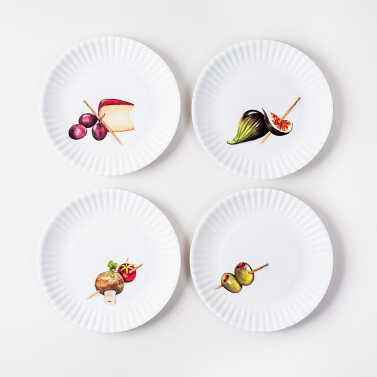Set Of 4 Hors D'Oeuvre Paper Melamine Plates 4"