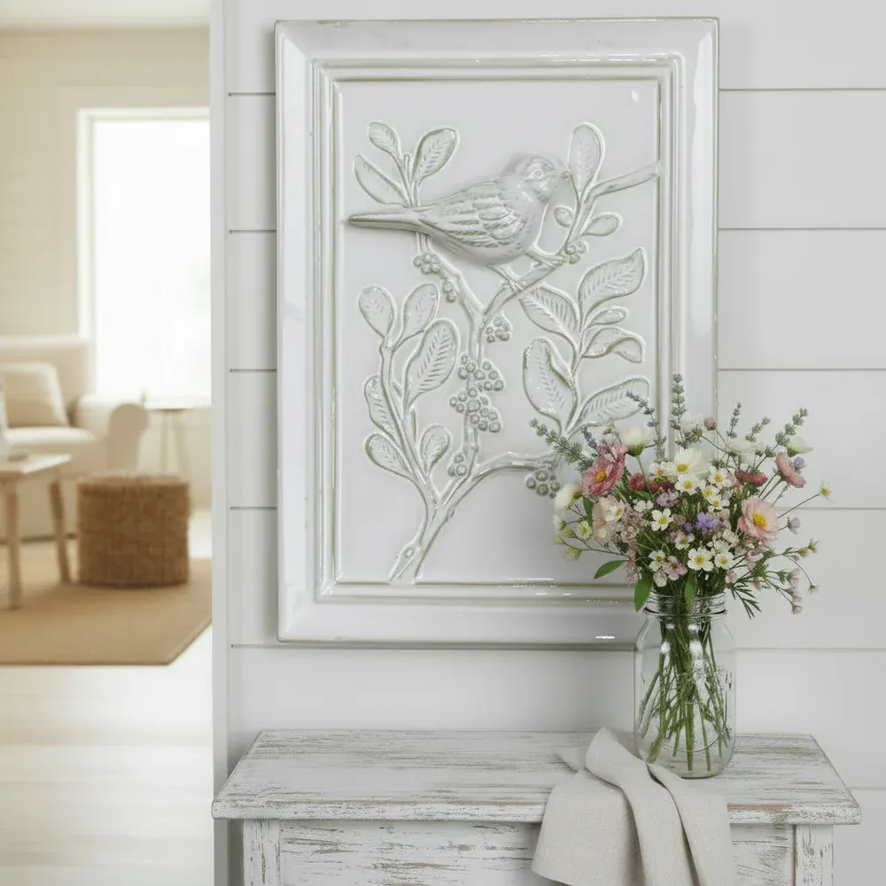 Ceramic Wall Art Bird On Branches