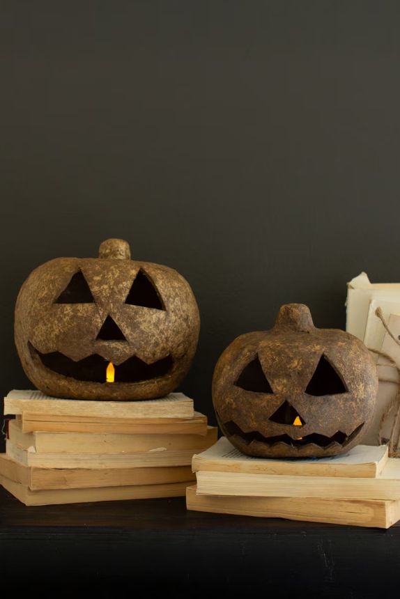 Paper Mache Jack-O-Lantern Brown Large