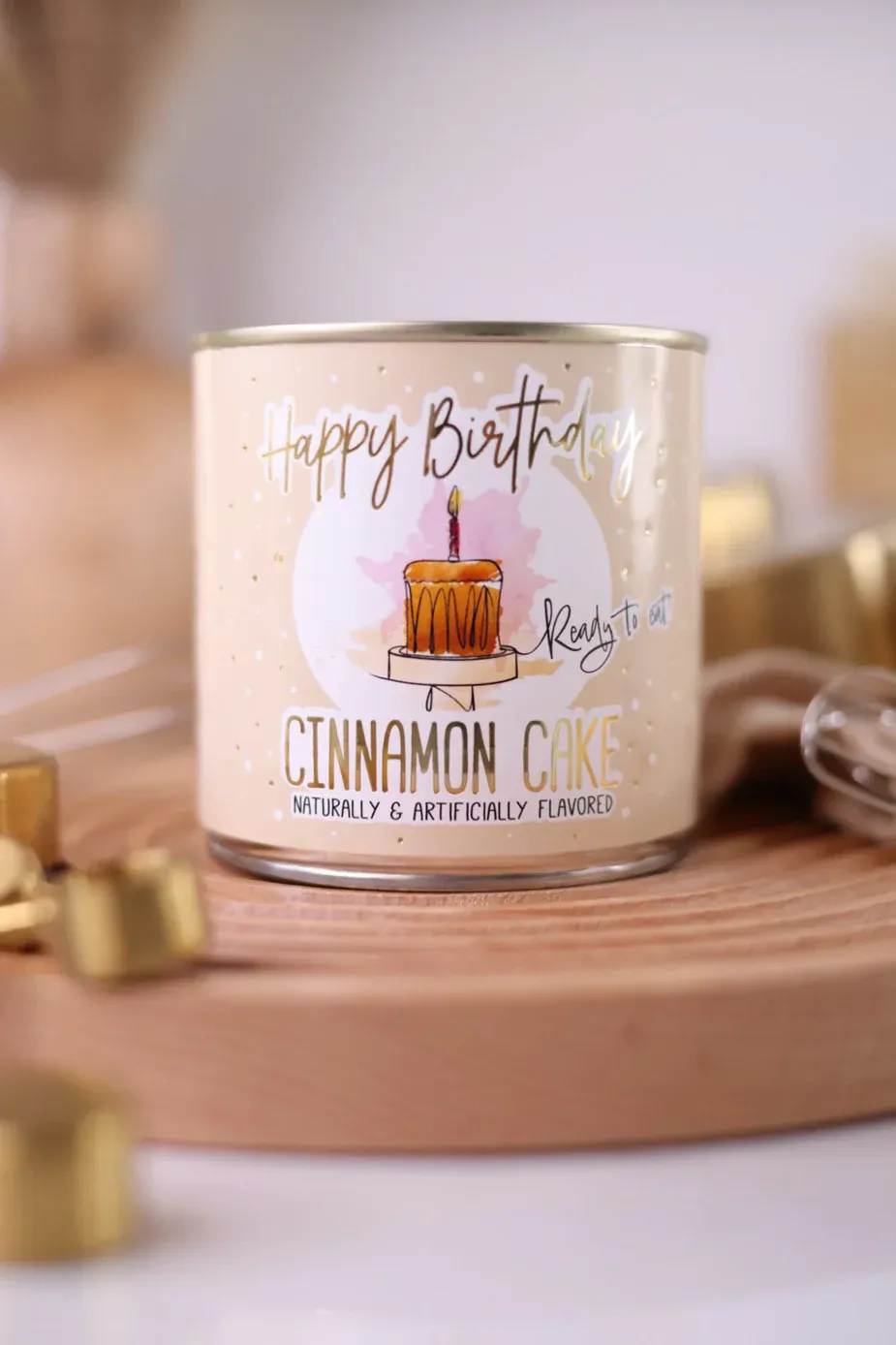 CanCake Happy Birthday Cinnamon Cake With Candle 4.94oz