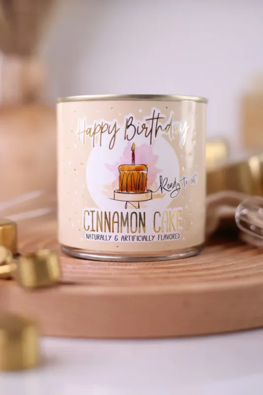CanCake Happy Birthday Cinnamon Cake With Candle 4.94oz