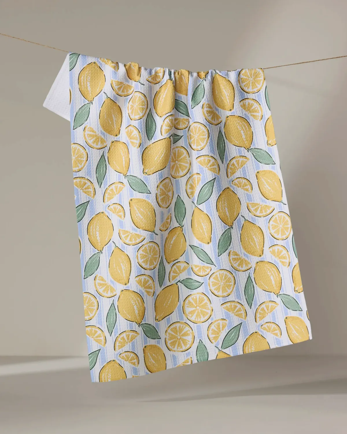 Geometry Tea Towel Sour Lemon Stripes