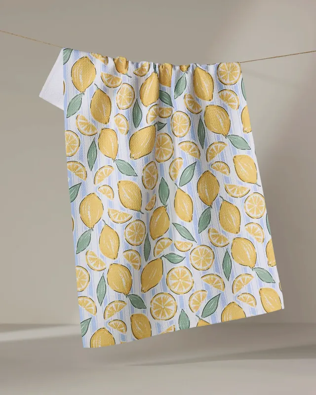 Geometry Tea Towel Sour Lemon Stripes