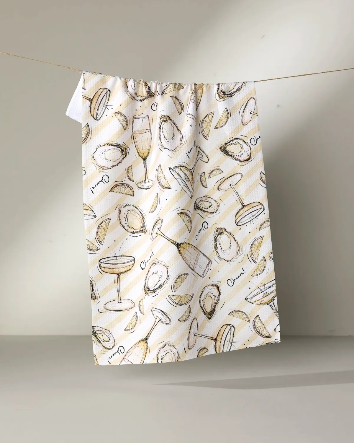 Geometry Tea Towel Oysters And Champagne