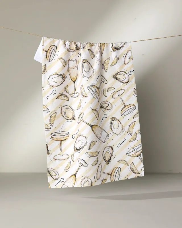 Geometry Tea Towel Oysters And Champagne