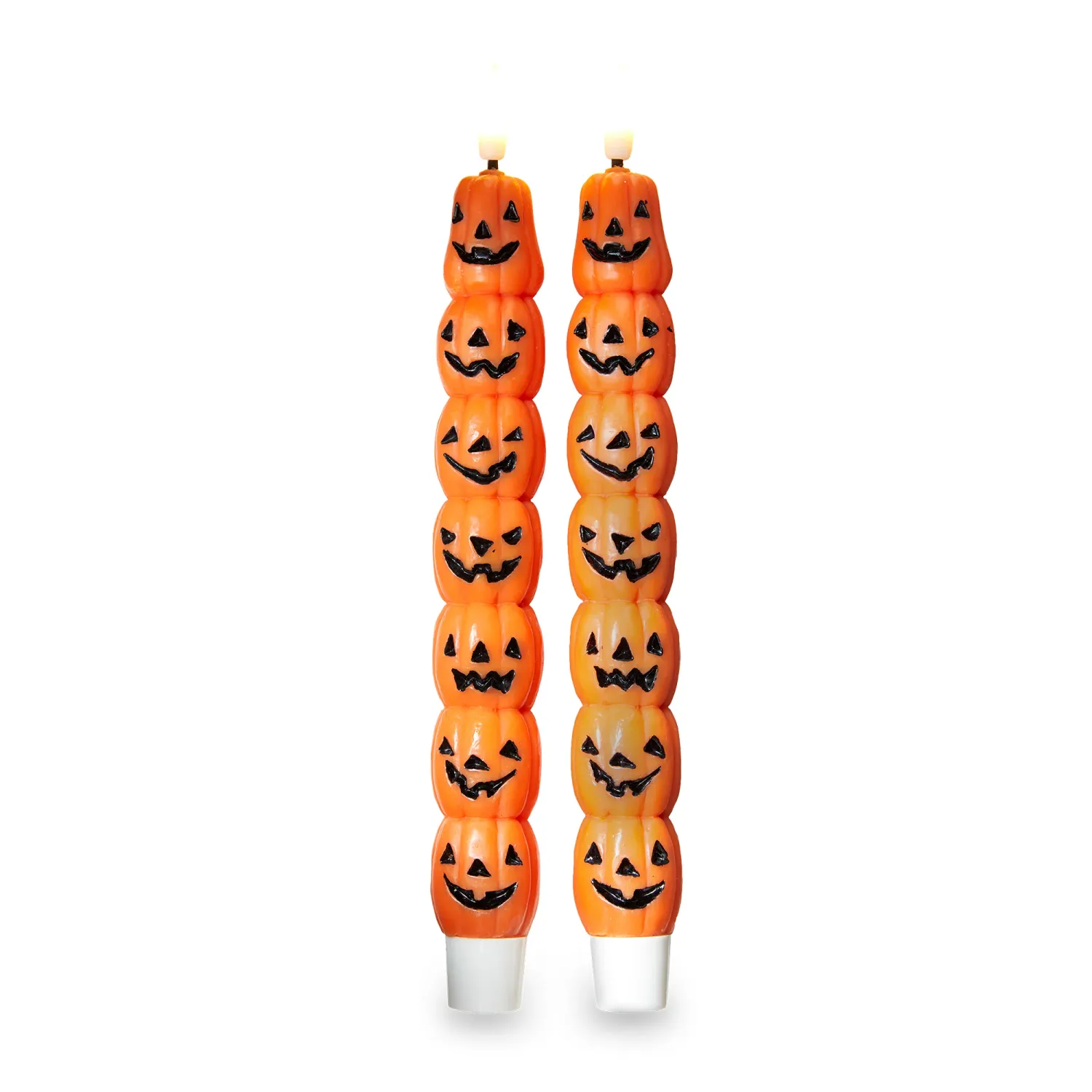 Set Of 2 Jack-O-Lantern LED Taper Candles