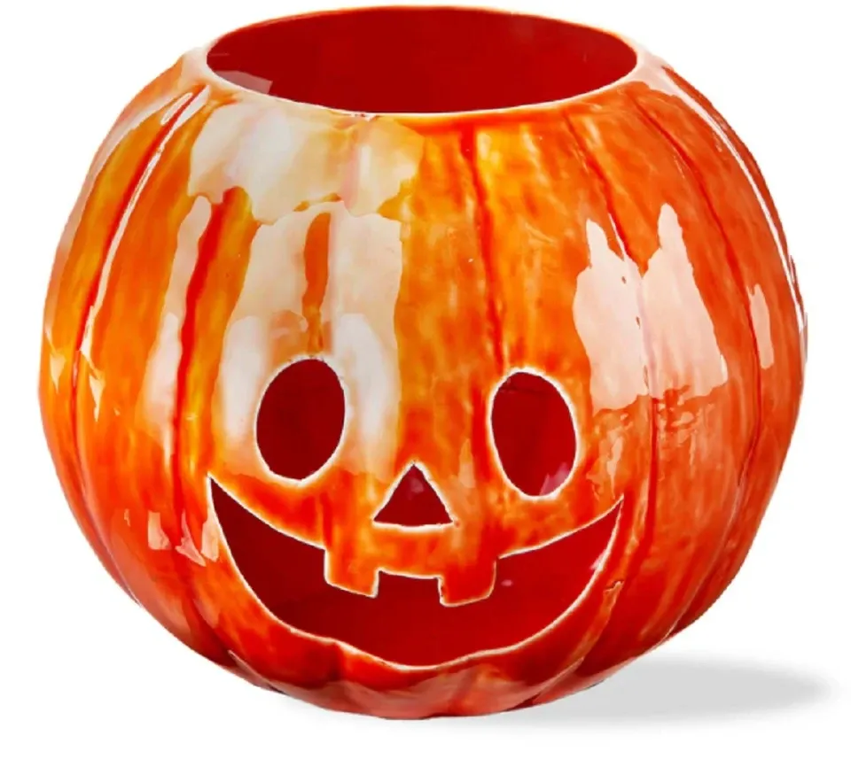 Enameled Metal Luminary Jack-O-Lantern Short