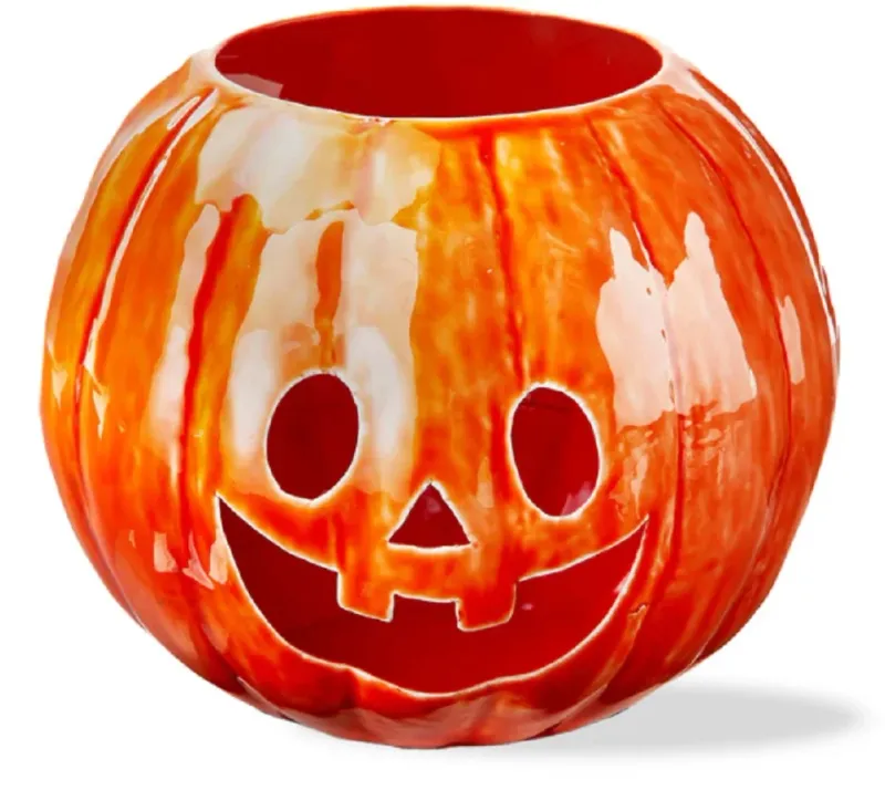Enameled Metal Luminary Jack-O-Lantern Short