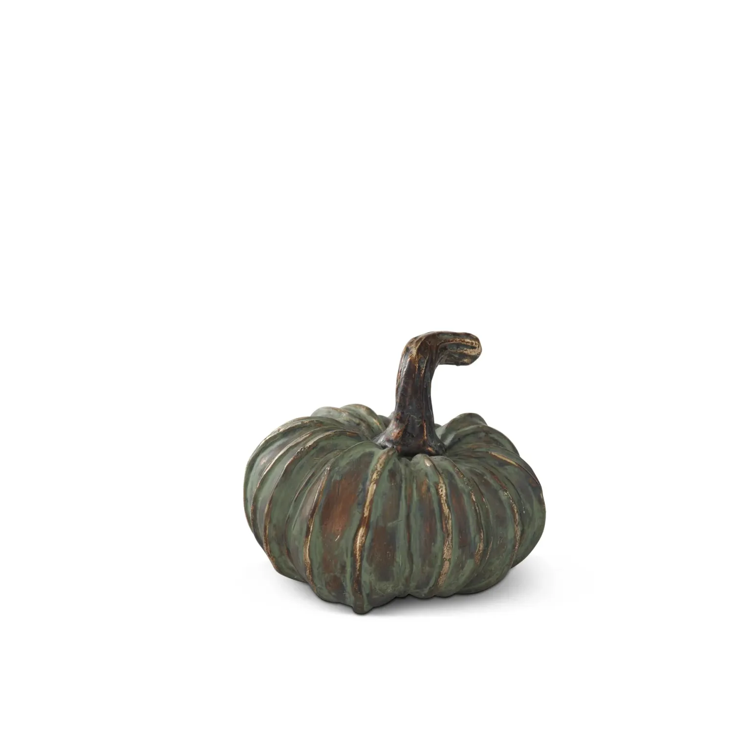 Patina Copper Filler Pumpkin With Curved Tall Stem